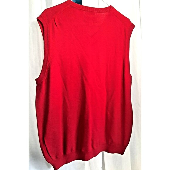 100% Extra Fine Merino Wool Pullover Sweater Vest Solid Red Joseph Abboud XL - Picture 2 of 5